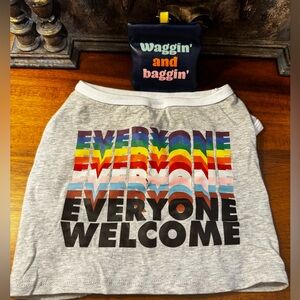 Dog Shirt “Everyone Welcome” Pride Rainbow Graphic Tee & NEW poop bag pouch